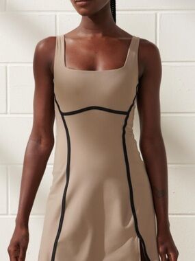 Abercrombie YPB sculptLUX Mini Dress in color Oat; size L
